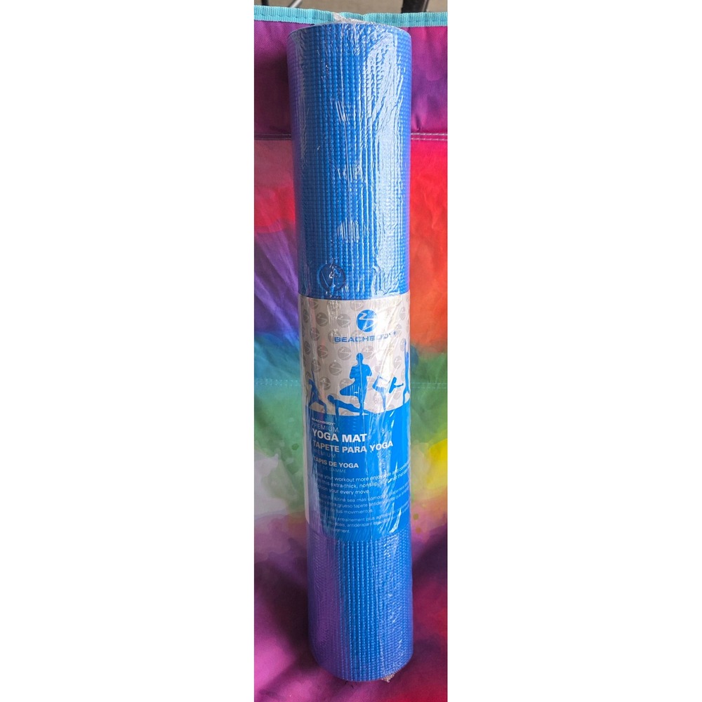 Beachbody Premium Yoga Mat Blue Extra Thick Non Slip Fitness Exercise Mat NEW